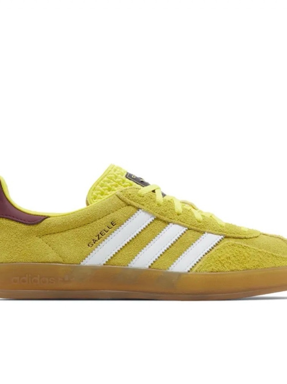 Adidas Gazelle Sneakers in Bright Yellow and Burgundy